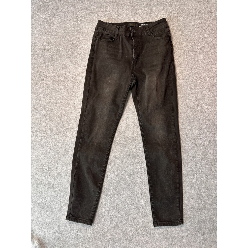 Skinny Fries Charlotte Jeans Womens 15 Black Denim Pockets Super High Rise Curvy